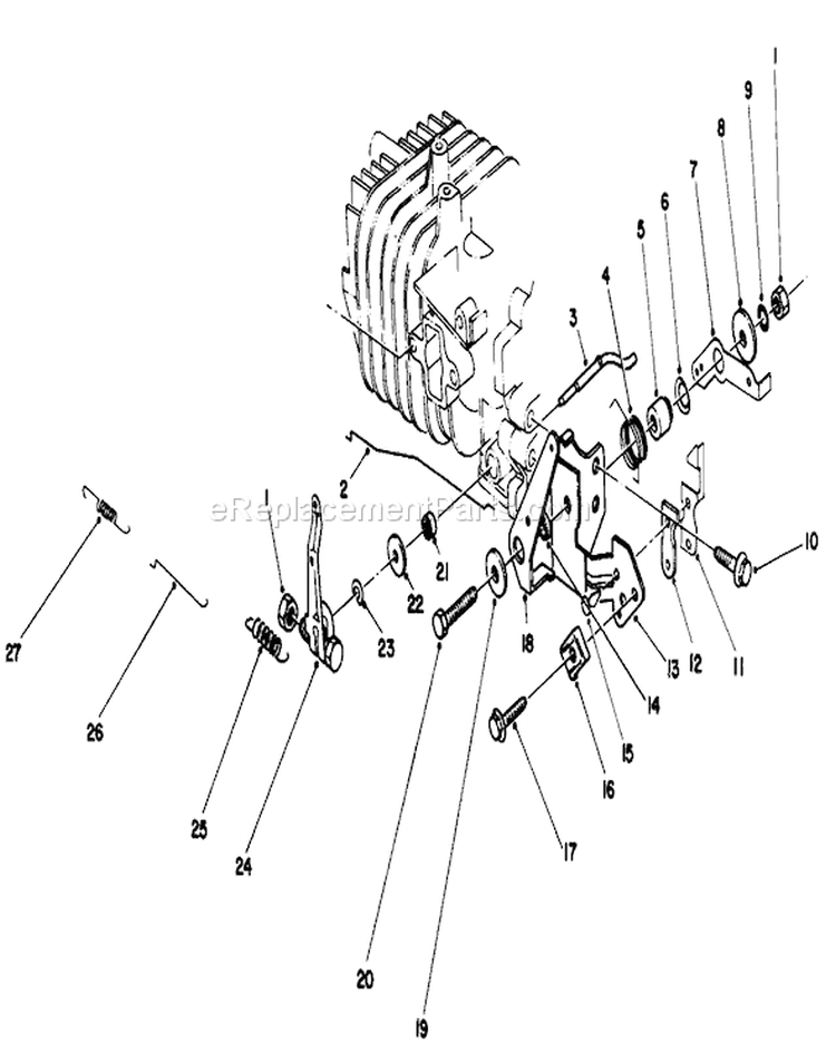 Governor Assembly Diagram and Parts List for 20684 7000001-7999999 - 1987 Toro Lawn Mower