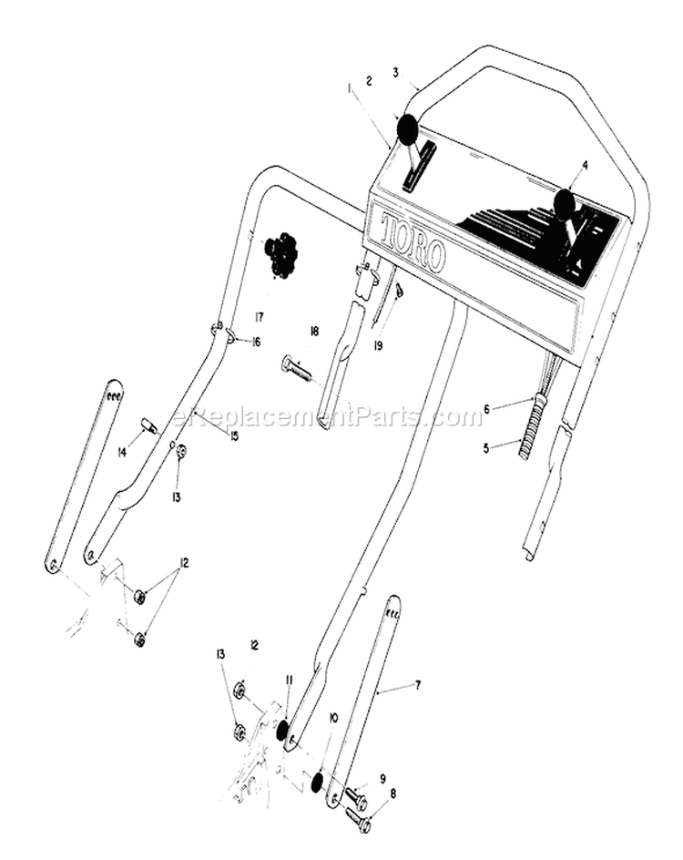 Handle Assembly Diagram and Parts List for 20684 8000001-8999999 - 1988 Toro Lawn Mower