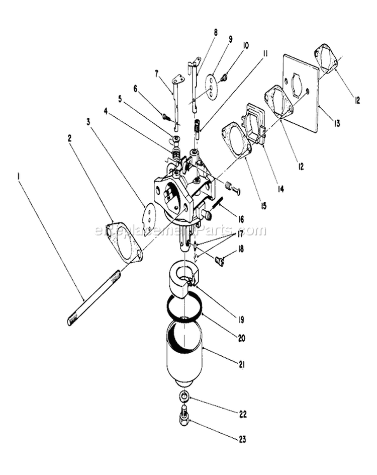 Carburetor Assembly Diagram and Parts List for 20684 8000001-8999999 - 1988 Toro Lawn Mower