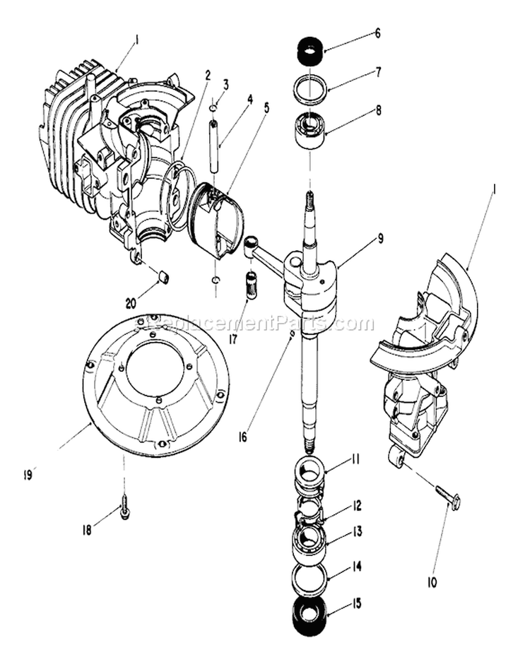Engine Assembly Diagram and Parts List for 20684 8000001-8999999 - 1988 Toro Lawn Mower