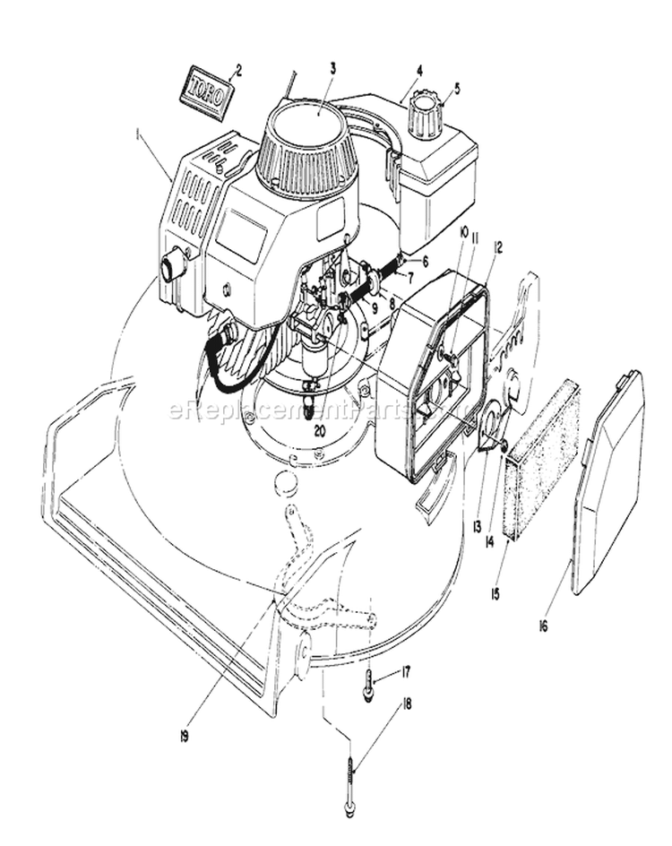 Page E Diagram and Parts List for 20684 8000001-8999999 - 1988 Toro Lawn Mower