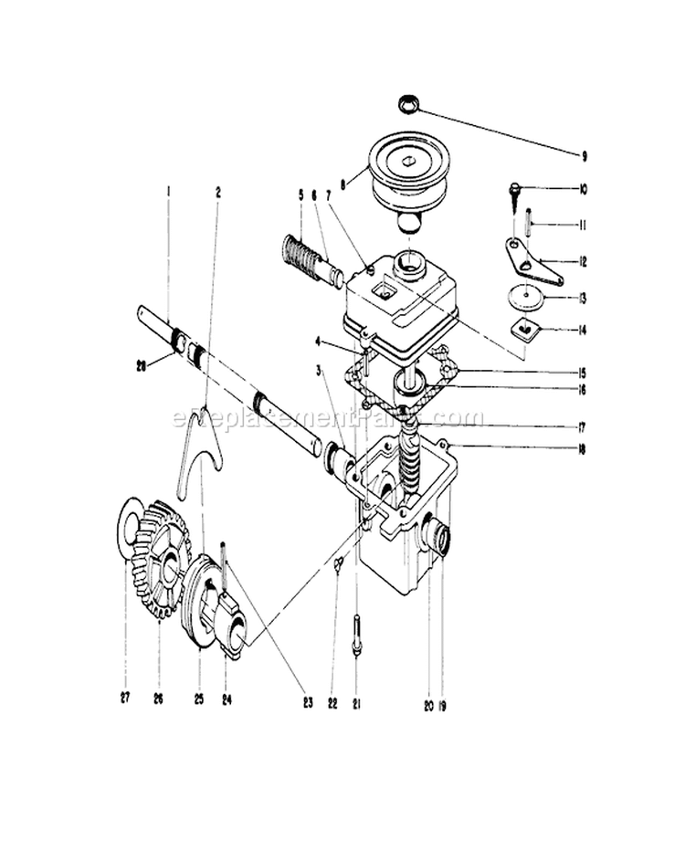 Gear Case Assembly Diagram and Parts List for 20690 8000001-8999999 - 1978 Toro Lawn Mower