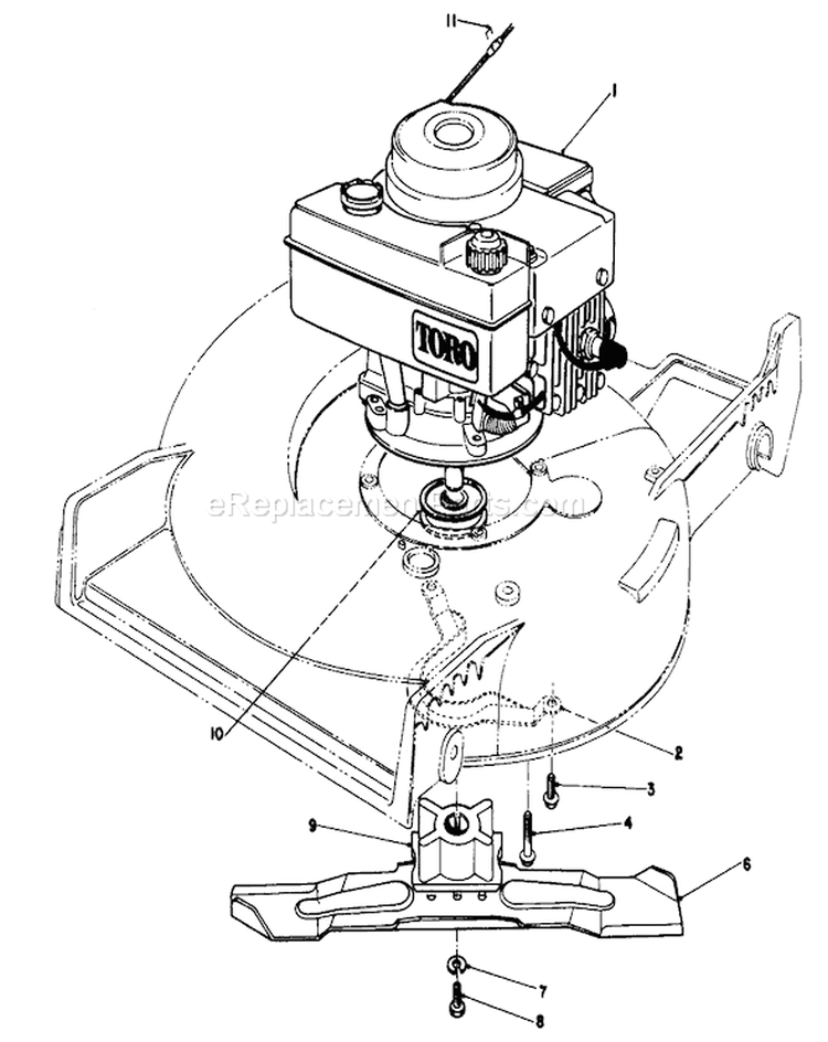 Engine Assembly Diagram and Parts List for 20692C 8000001-8999999 - 1988 Toro Lawn Mower