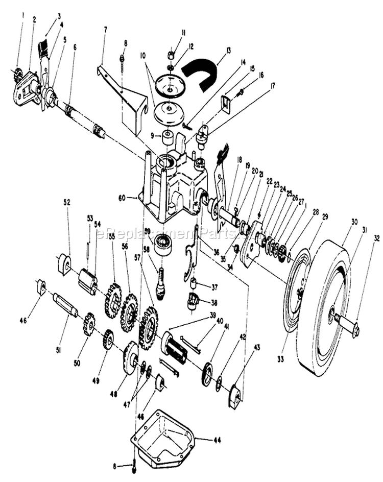 Gear Case Assembly Diagram and Parts List for 20692C 8000001-8999999 - 1988 Toro Lawn Mower