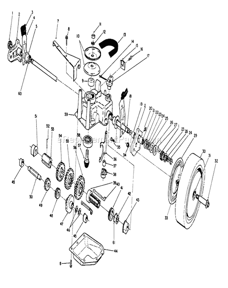 Gear Case Assembly Diagram and Parts List for 20692C 9000001-9999999 - 1989 Toro Lawn Mower