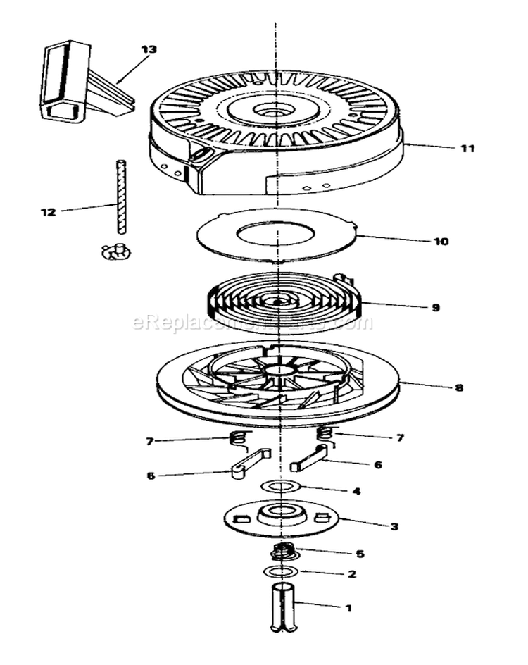 Rewind Starter Diagram and Parts List for 20692C 9000001-9999999 - 1989 Toro Lawn Mower
