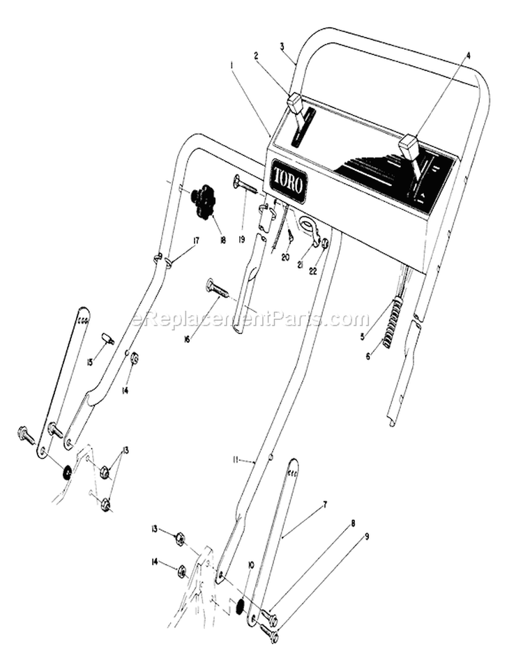 Handle Assembly Diagram and Parts List for 20692 0000001-0999999 - 1990 Toro Lawn Mower