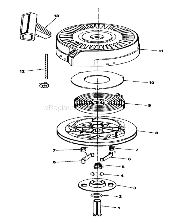 Rewind Starter Diagram and Parts List for 20692 7000001-7999999 - 1987 Toro Lawn Mower