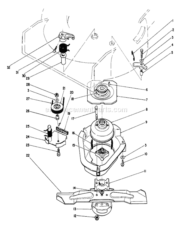 Blade Brake Clutch Assembly Diagram and Parts List for 20695 7000001-7999999 - 1987 Toro Lawn Mower