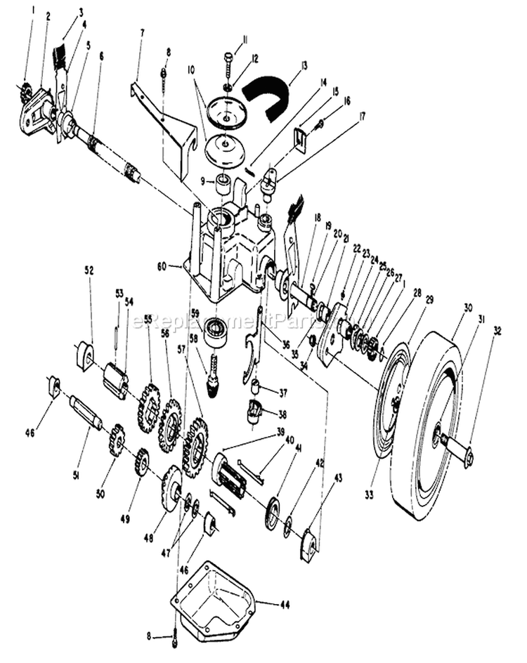 Gear Case Assembly Diagram and Parts List for 20695 8000001-8999999 - 1988 Toro Lawn Mower