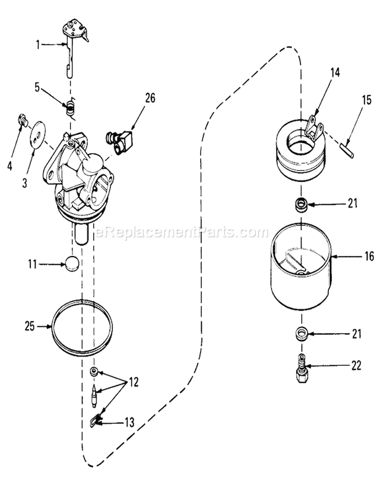 Carburetor Assembly Diagram and Parts List for 20506 6000001-6999999 - 1976 Toro Lawn Mower