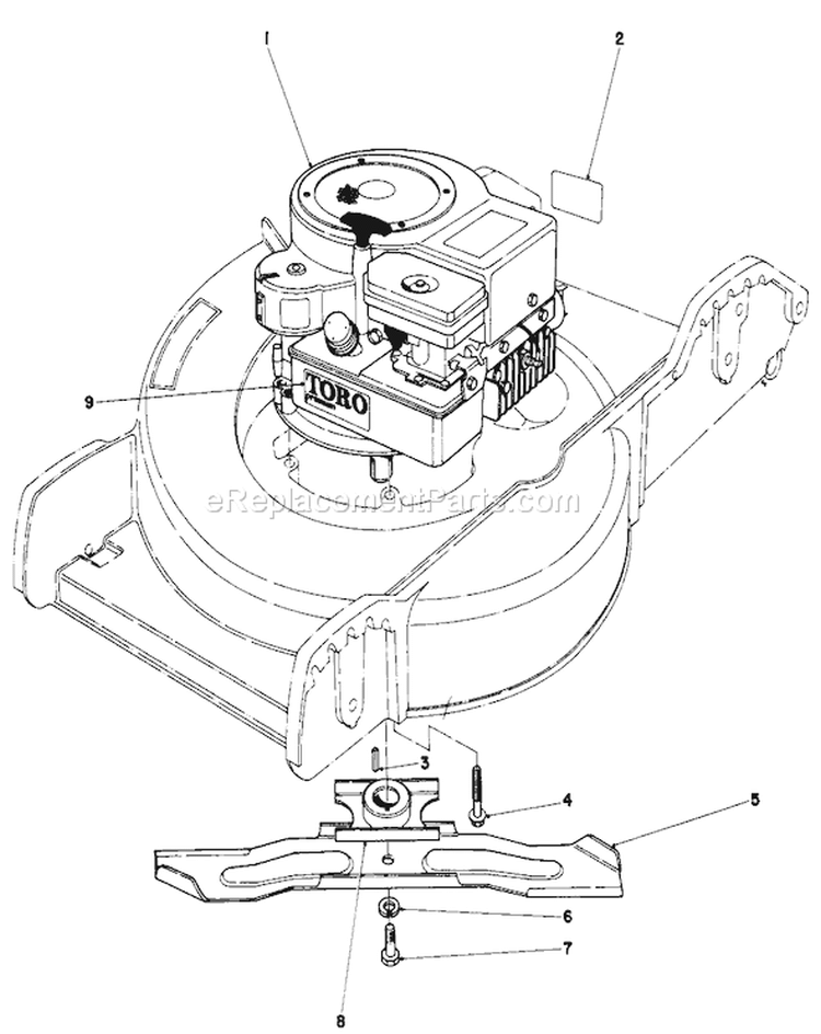 Engine Assembly Diagram and Parts List for 20698 0000001-0999999 - 1980 Toro Lawn Mower