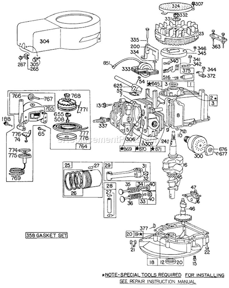 Page C Diagram and Parts List for 20698 0000001-0999999 - 1980 Toro Lawn Mower