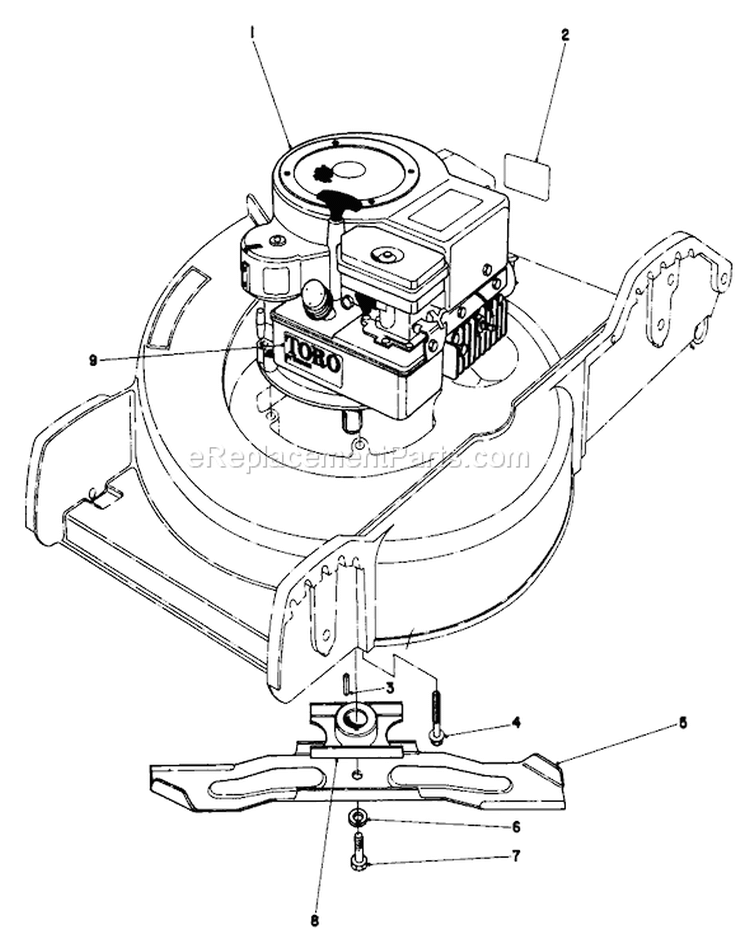 Engine Assembly Diagram and Parts List for 20698 1000001-1999999 - 1981 Toro Lawn Mower