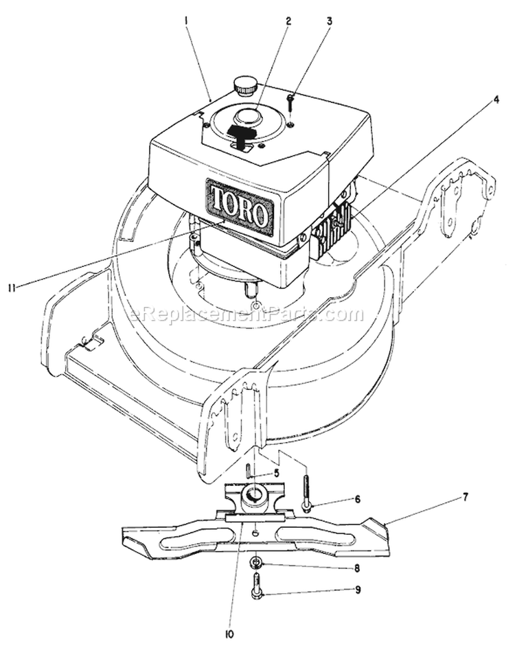 Engine Assembly Diagram and Parts List for 20698 2000001-2999999 - 1982 Toro Lawn Mower