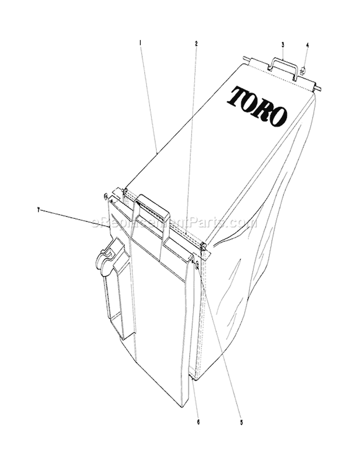 Grass Bag Assembly Diagram and Parts List for 20698 8000001-8999999 - 1978 Toro Lawn Mower