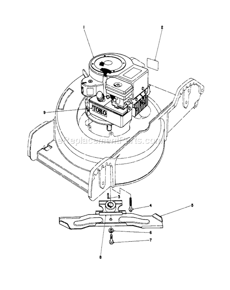 Engine Assembly Diagram and Parts List for 20698 9000001-9999999 - 1979 Toro Lawn Mower