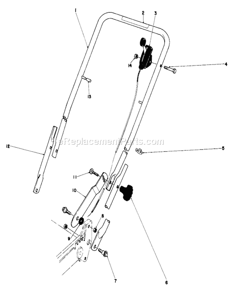 Handle Assembly Diagram and Parts List for 20700 0000001-0999999 - 1980 Toro Lawn Mower