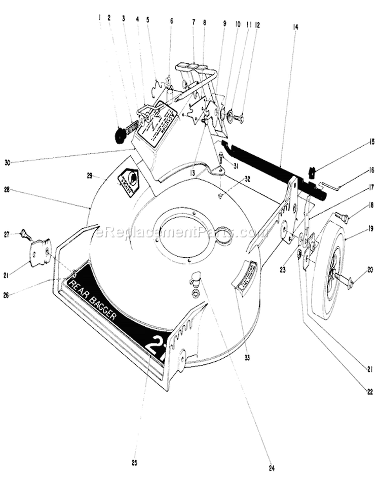 Housing Assembly Diagram and Parts List for 20700 0000001-0999999 - 1980 Toro Lawn Mower