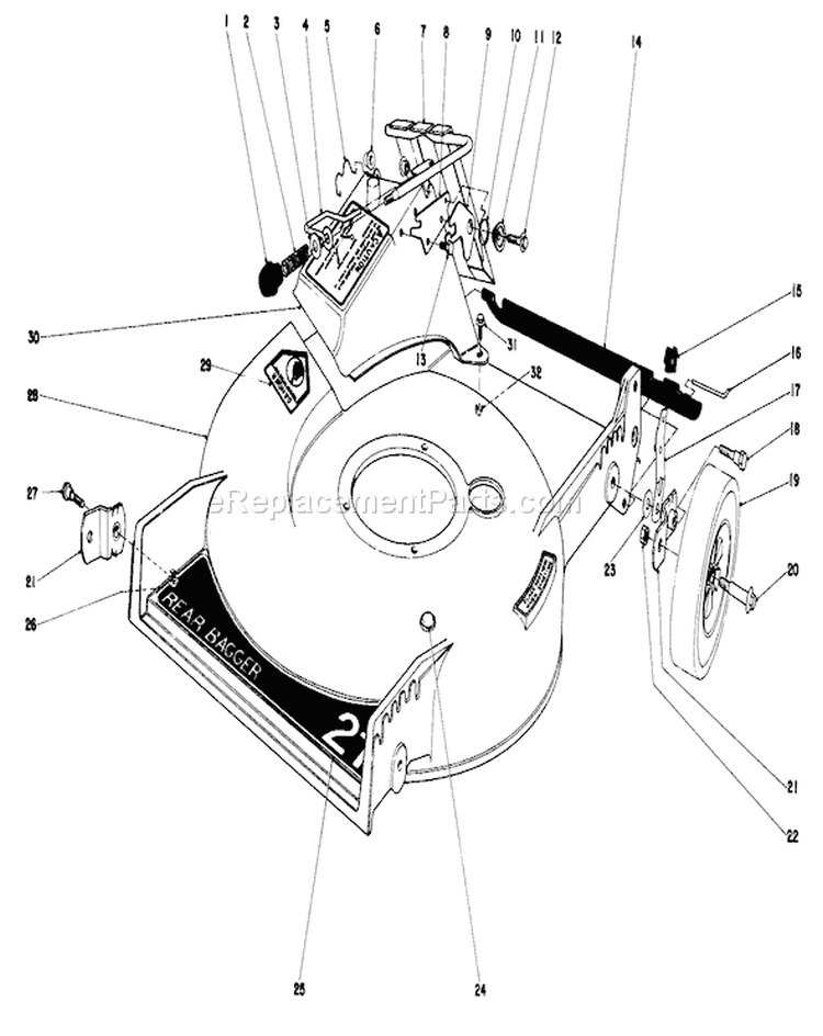 Housing Assembly Diagram and Parts List for 20700 1000001-1999999 - 1981 Toro Lawn Mower