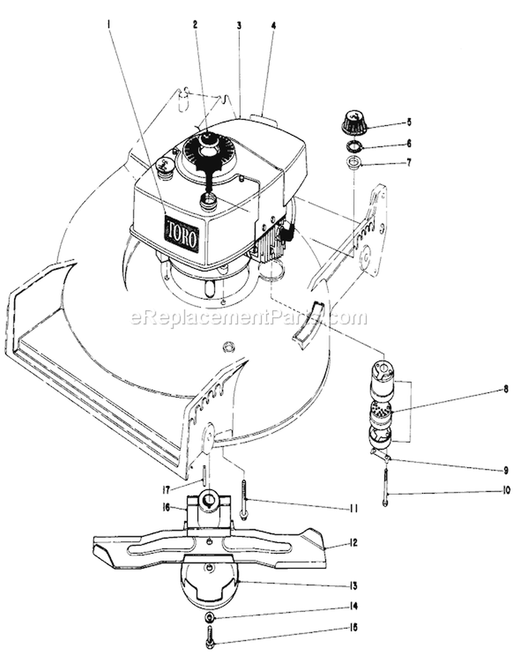 Engine Assembly Diagram and Parts List for 20700 2000001-2999999 - 1982 Toro Lawn Mower