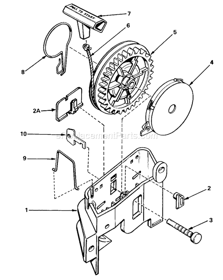 Rewind Starter Diagram and Parts List for 20700 9000001-9999999 - 1979 Toro Lawn Mower