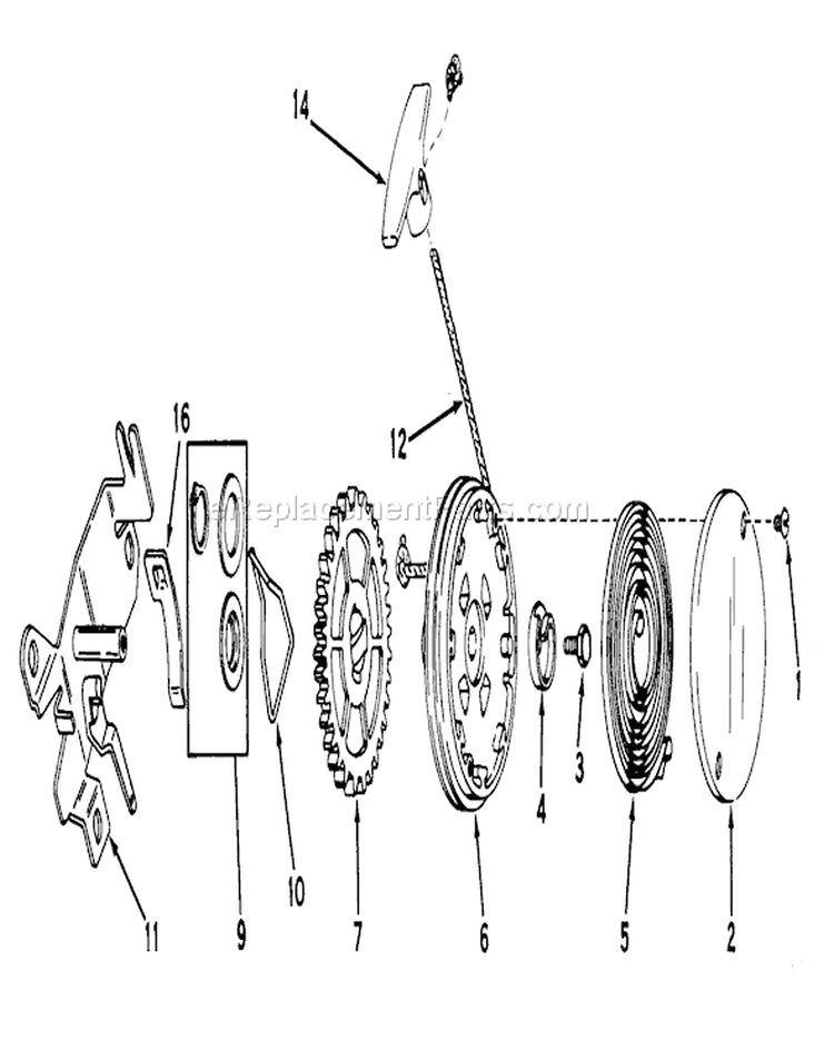 Rewind Starter Diagram and Parts List for 20705 0000001-0999999 - 1980 Toro Lawn Mower