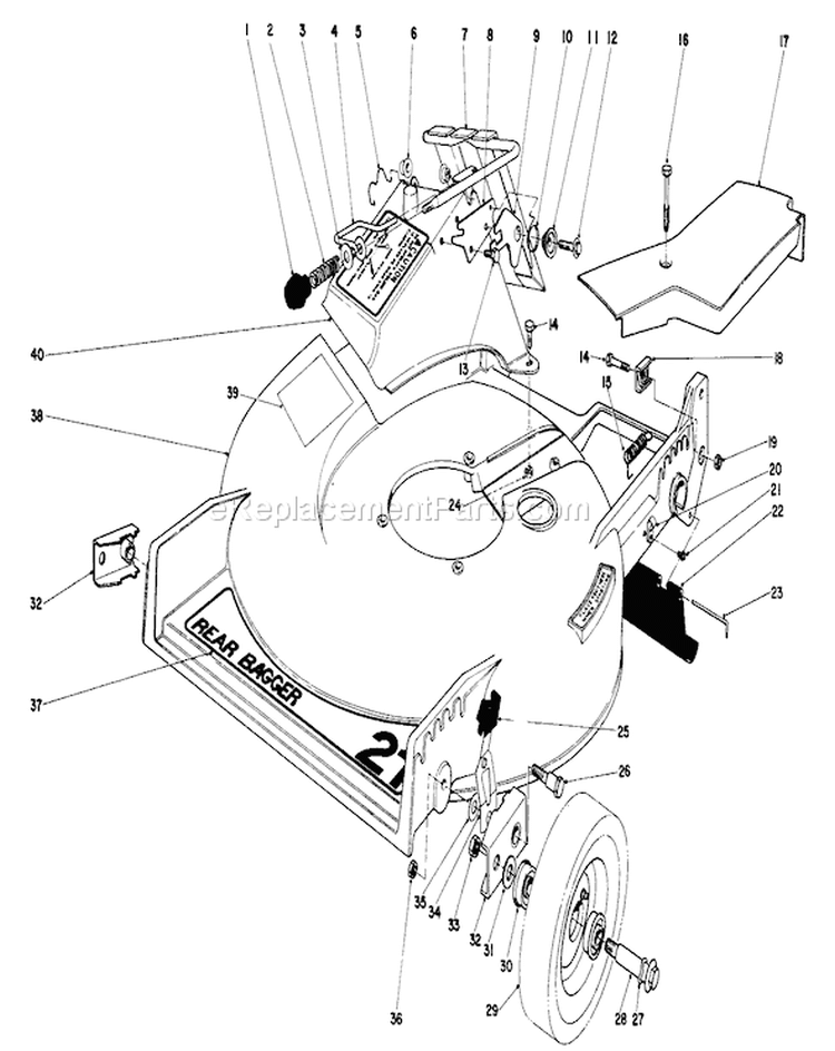 Housing Assembly Diagram and Parts List for 20705 2000001-2999999 - 1982 Toro Lawn Mower