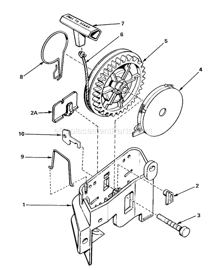 Rewind Starter Diagram and Parts List for 20705 2000001-2999999 - 1982 Toro Lawn Mower