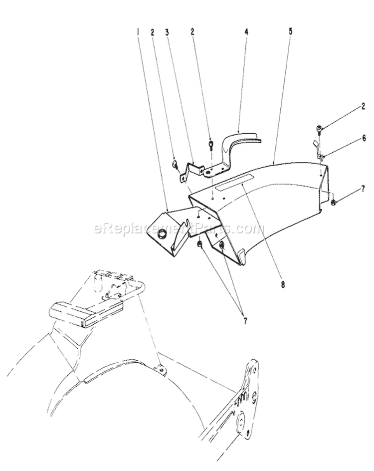 Side Discharge Chute Diagram and Parts List for 20705 4000001-4999999 - 1984 Toro Lawn Mower