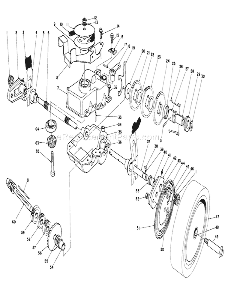 Gear Case Assembly Diagram and Parts List for 20705 5000001-5999999 - 1985 Toro Lawn Mower