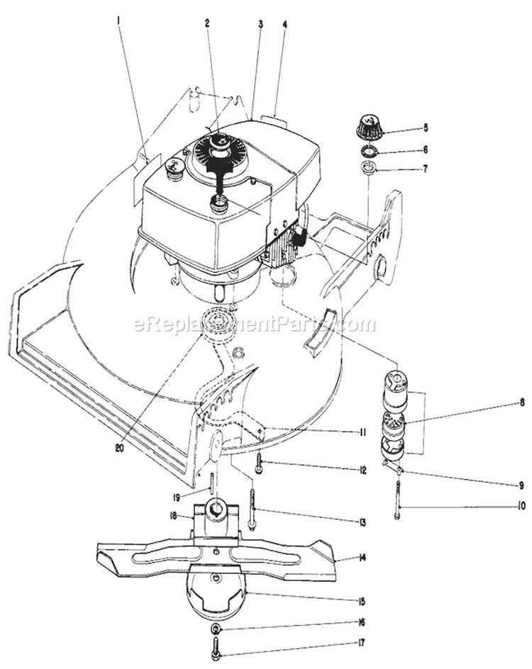 Engine Assembly Diagram and Parts List for 20705 9000001-9999999 - 1979 Toro Lawn Mower