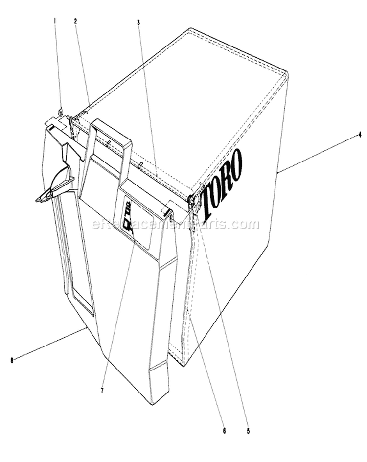 Grass Bag Assembly Diagram and Parts List for 20705 9000001-9999999 - 1979 Toro Lawn Mower