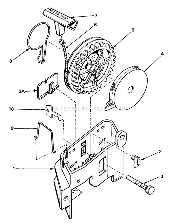 Rewind Starter Diagram and Parts List for 20705 9000001-9999999 - 1979 Toro Lawn Mower