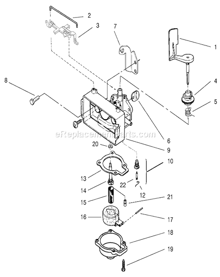 Carburetor Assembly Diagram and Parts List for 20710 7000001-7999999 - 1997 Toro Lawn Mower