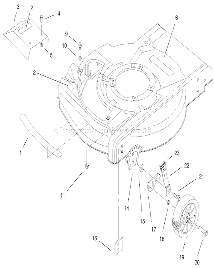 Housing Assembly Diagram and Parts List for 20710 7000001-7999999 - 1997 Toro Lawn Mower