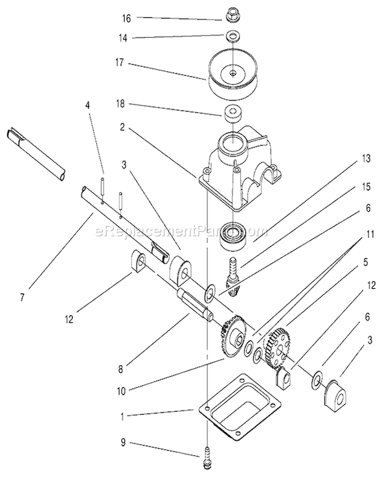 Gear Case Assembly Diagram and Parts List for 20710 7000001-7999999 - 1997 Toro Lawn Mower