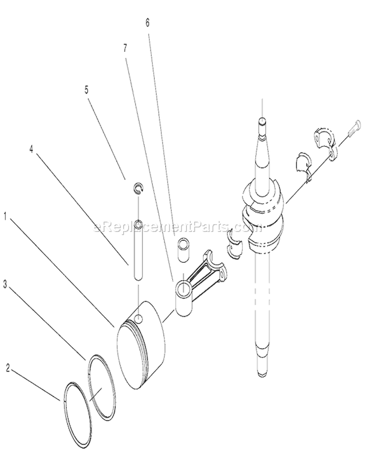 Piston and Connecting Rod Assembly Diagram and Parts List for 20711 8900001-89999999 - 1998 Toro Lawn Mower