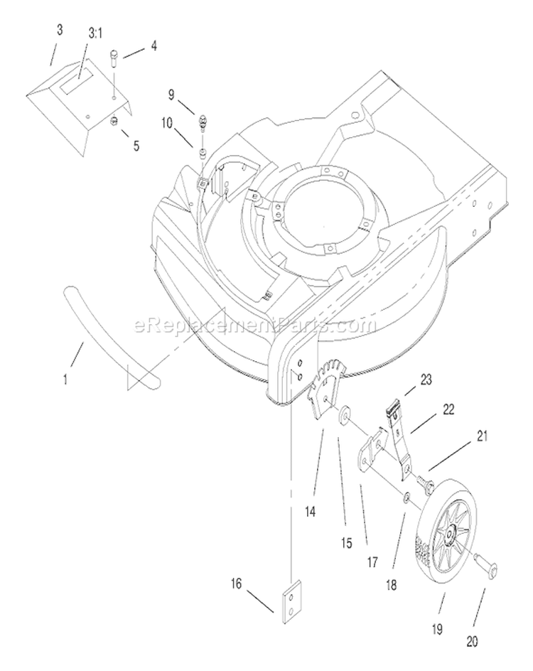 Housing Assembly Diagram and Parts List for 20711 8900001-89999999 - 1998 Toro Lawn Mower