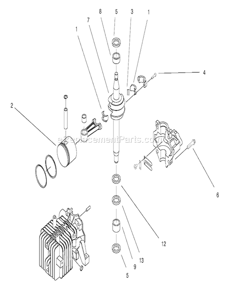 Crankshaft Assembly Diagram and Parts List for 20711 8900001-89999999 - 1998 Toro Lawn Mower