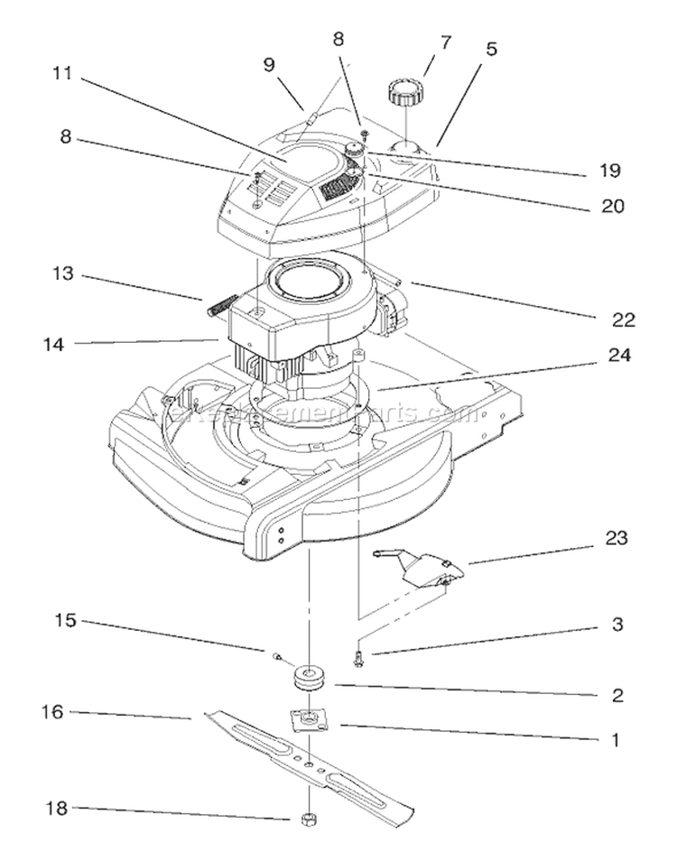 Engine Assembly Diagram and Parts List for 20711 8900001-89999999 - 1998 Toro Lawn Mower