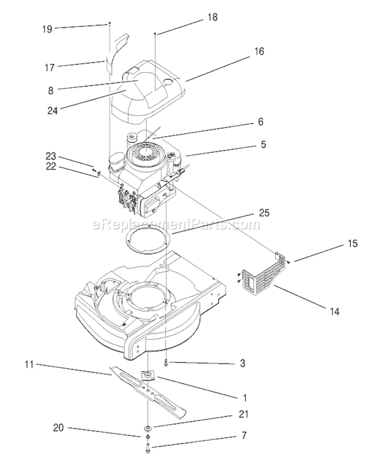 Engine Assembly Diagram and Parts List for 20712 7900001-7999999 - 1997 Toro Lawn Mower