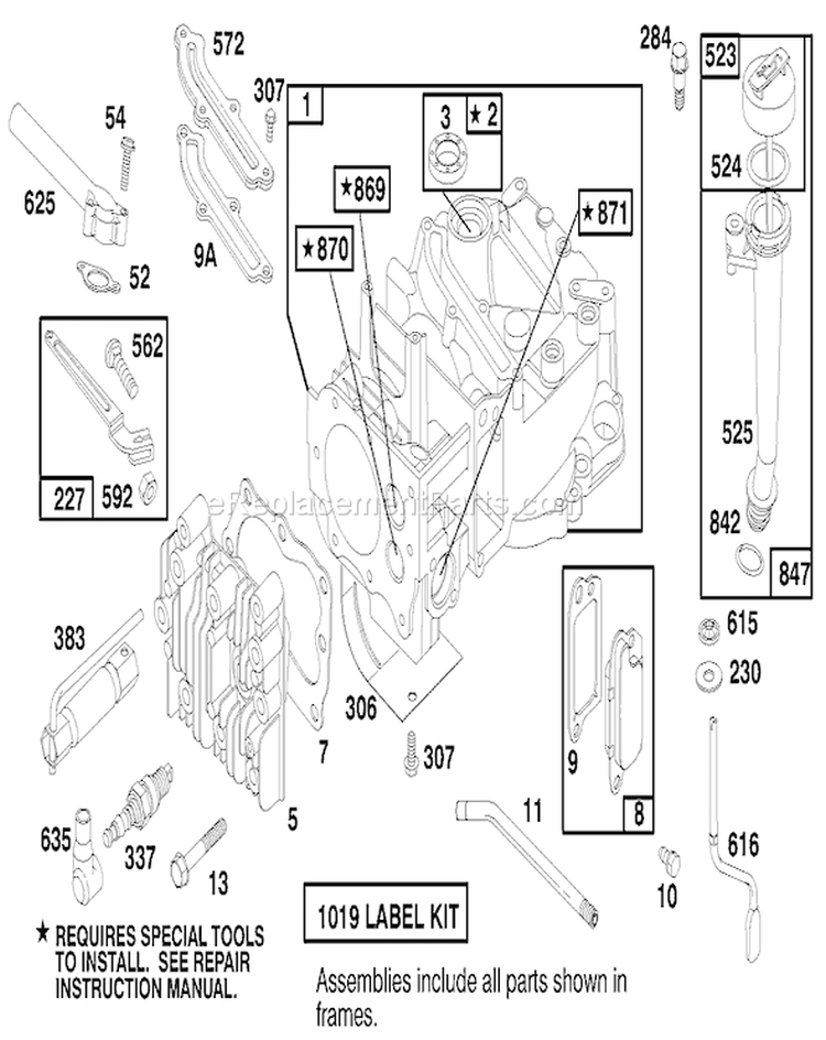 Engine Diagram and Parts List for 20712 7900001-7999999 - 1997 Toro Lawn Mower