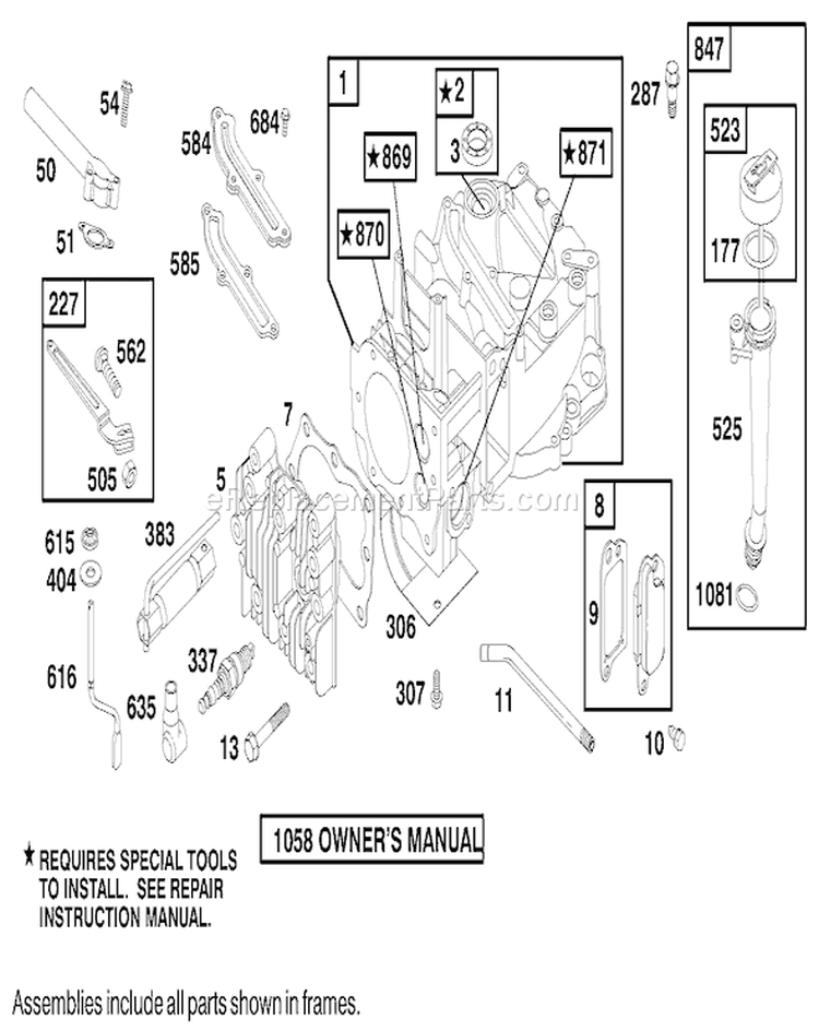 Engine Diagram and Parts List for 20713 9900001-9999999 - 1999 Toro Lawn Mower