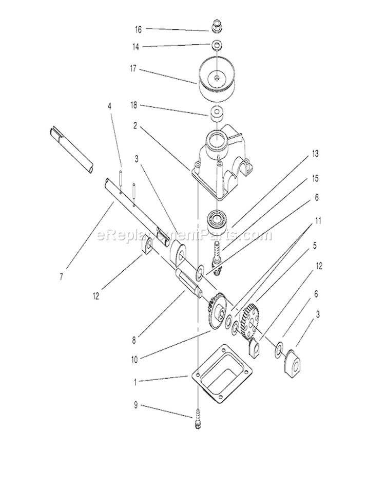 Gear Case Assembly Diagram and Parts List for 20714 7900001-7999999 - 1997 Toro Lawn Mower