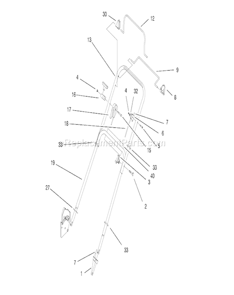 Handle Assembly Diagram and Parts List for 20714 7900001-7999999 - 1997 Toro Lawn Mower