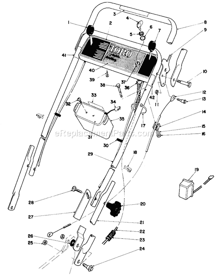 Handle Assembly Diagram and Parts List for 20715 0000001-0999999 - 1980 Toro Lawn Mower