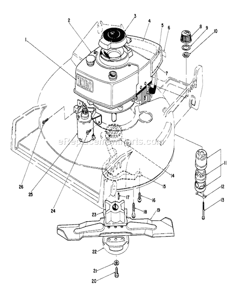 Engine Assembly Diagram and Parts List for 20715 3000001-3999999 - 1983 Toro Lawn Mower