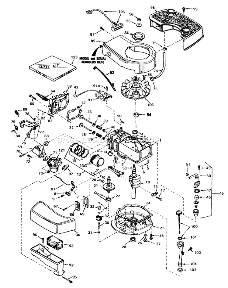 Engine Diagram and Parts List for 20715 3000001-3999999 - 1983 Toro Lawn Mower