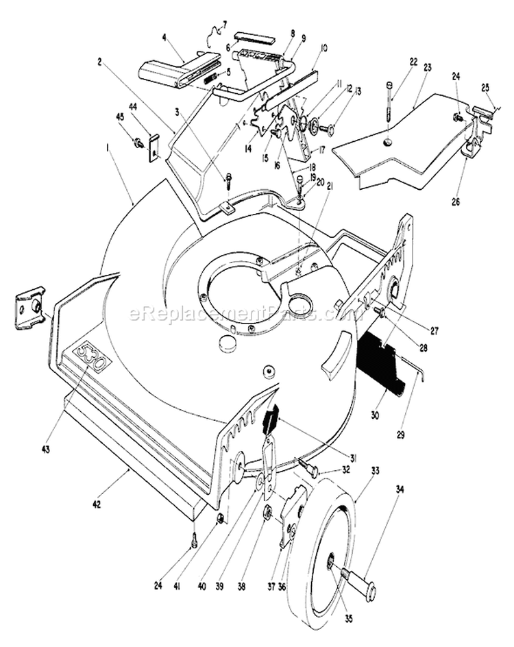 Housing Assembly Diagram and Parts List for 20715 3000001-3999999 - 1983 Toro Lawn Mower
